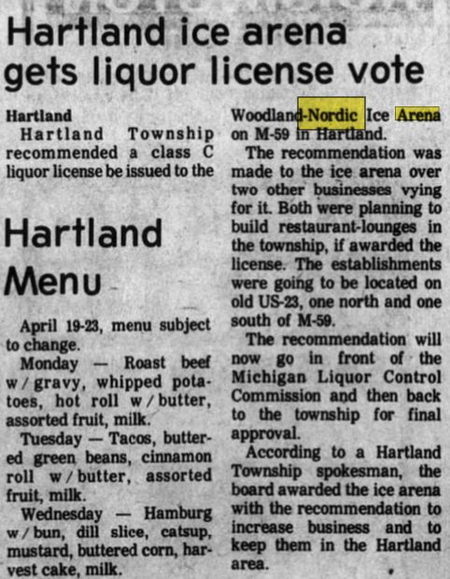Nordic Ice Arena - Apr 1976 Article On Liquor License
